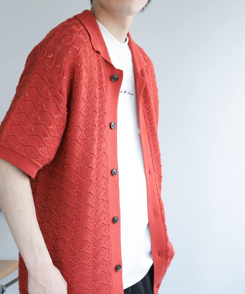 SENSE OF PLACE by URBAN RESEARCH(センスオブプレイスバイアーバンリサーチ)の「『ユニセックス』『洗濯可』レースアミカーディガン(5分袖)(カーディガン/ボレロ・メンズ・チャコールグレー/ブルー/バーガンディー・MEDIUM/LARGE)」の8枚目の写真