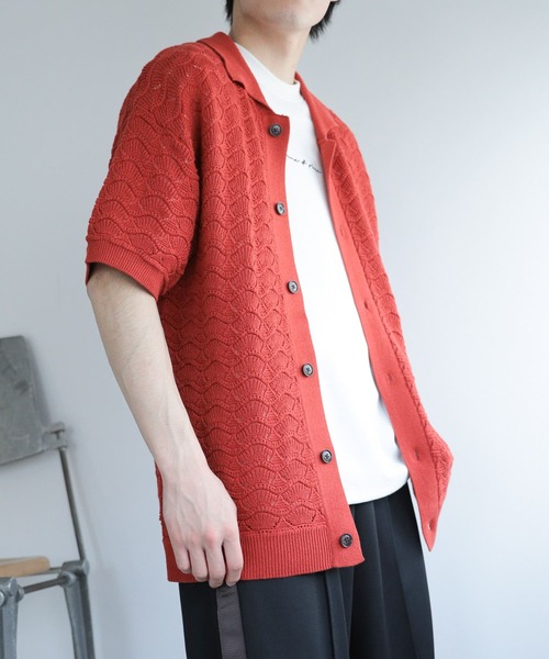 SENSE OF PLACE by URBAN RESEARCH(センスオブプレイスバイアーバンリサーチ)の「『ユニセックス』『洗濯可』レースアミカーディガン(5分袖)(カーディガン/ボレロ・メンズ・チャコールグレー/ブルー/バーガンディー・MEDIUM/LARGE)」の10枚目の写真