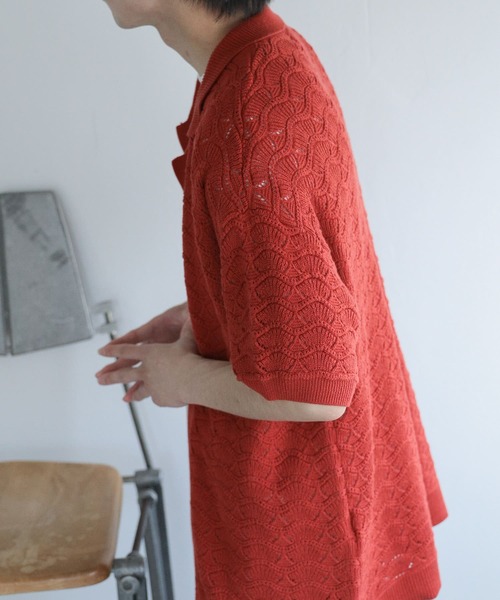 SENSE OF PLACE by URBAN RESEARCH(センスオブプレイスバイアーバンリサーチ)の「『ユニセックス』『洗濯可』レースアミカーディガン(5分袖)(カーディガン/ボレロ・メンズ・チャコールグレー/ブルー/バーガンディー・MEDIUM/LARGE)」の12枚目の写真