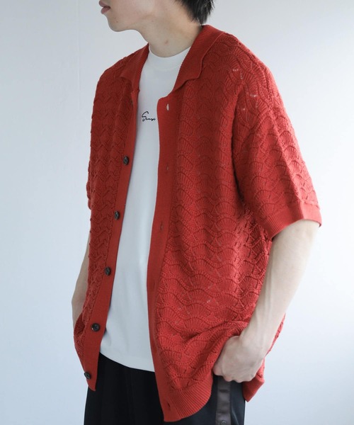 SENSE OF PLACE by URBAN RESEARCH(センスオブプレイスバイアーバンリサーチ)の「『ユニセックス』『洗濯可』レースアミカーディガン(5分袖)(カーディガン/ボレロ・メンズ・チャコールグレー/ブルー/バーガンディー・MEDIUM/LARGE)」の13枚目の写真
