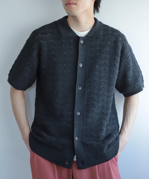 SENSE OF PLACE by URBAN RESEARCH(センスオブプレイスバイアーバンリサーチ)の「『ユニセックス』『洗濯可』レースアミカーディガン(5分袖)(カーディガン/ボレロ・メンズ・チャコールグレー/ブルー/バーガンディー・MEDIUM/LARGE)」の17枚目の写真