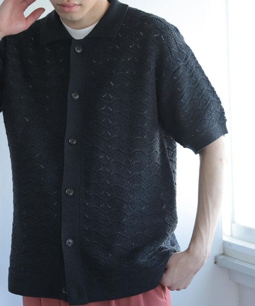 SENSE OF PLACE by URBAN RESEARCH(センスオブプレイスバイアーバンリサーチ)の「『ユニセックス』『洗濯可』レースアミカーディガン(5分袖)(カーディガン/ボレロ・メンズ・チャコールグレー/ブルー/バーガンディー・MEDIUM/LARGE)」の19枚目の写真