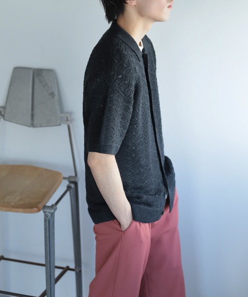 SENSE OF PLACE by URBAN RESEARCH(センスオブプレイスバイアーバンリサーチ)の「『ユニセックス』『洗濯可』レースアミカーディガン(5分袖)(カーディガン/ボレロ・メンズ・チャコールグレー/ブルー/バーガンディー・MEDIUM/LARGE)」の21枚目の写真