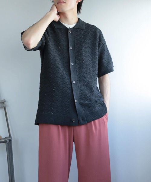 SENSE OF PLACE by URBAN RESEARCH(センスオブプレイスバイアーバンリサーチ)の「『ユニセックス』『洗濯可』レースアミカーディガン(5分袖)(カーディガン/ボレロ・メンズ・チャコールグレー/ブルー/バーガンディー・MEDIUM/LARGE)」の22枚目の写真