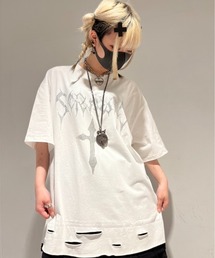 A'GEM/9 × .kom『NOVESSEL/ノベセル』クロスラインストーンレイヤード半袖Tシャツ