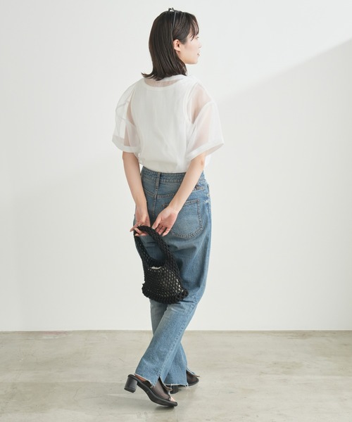 CIAOPANIC TYPY（チャオパニックティピー）の「オーガンジーオーバーサイズシアーブラウスTEE（Tシャツ/カットソー・レディース・グレー/オフホワイト/ブラック・ONE SIZE）」の11枚目の写真