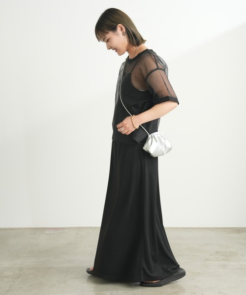 CIAOPANIC TYPY（チャオパニックティピー）の「オーガンジーオーバーサイズシアーブラウスTEE（Tシャツ/カットソー・レディース・グレー/オフホワイト/ブラック・ONE SIZE）」の19枚目の写真