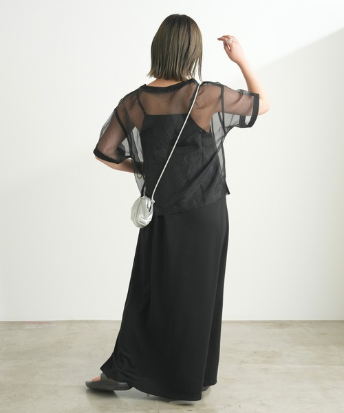 CIAOPANIC TYPY（チャオパニックティピー）の「オーガンジーオーバーサイズシアーブラウスTEE（Tシャツ/カットソー・レディース・グレー/オフホワイト/ブラック・ONE SIZE）」の21枚目の写真