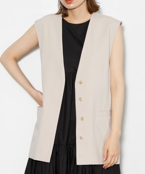 AMERICAN RAG CIE(アメリカンラグシー)の「ノーカラージレ(ベスト・レディース・ブラック/ライトベージュ・FREE)」の1枚目の写真