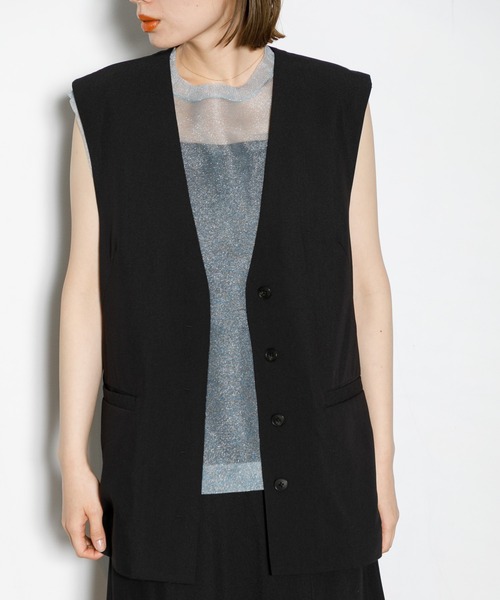 AMERICAN RAG CIE(アメリカンラグシー)の「ノーカラージレ(ベスト・レディース・ブラック/ライトベージュ・FREE)」の7枚目の写真