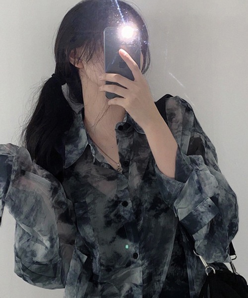 DiamondHearts（ダイヤモンドハーツ）の「タイダイ柄 長袖シアーシャツ（シャツ/ブラウス・レディース・ブルー系その他/ブルー系その他2・FREE）」の6枚目の写真