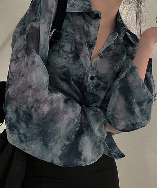 DiamondHearts（ダイヤモンドハーツ）の「タイダイ柄 長袖シアーシャツ（シャツ/ブラウス・レディース・ブルー系その他/ブルー系その他2・FREE）」の3枚目の写真