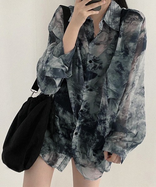 DiamondHearts（ダイヤモンドハーツ）の「タイダイ柄 長袖シアーシャツ（シャツ/ブラウス・レディース・ブルー系その他/ブルー系その他2・FREE）」の8枚目の写真