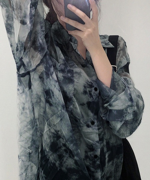 DiamondHearts（ダイヤモンドハーツ）の「タイダイ柄 長袖シアーシャツ（シャツ/ブラウス・レディース・ブルー系その他/ブルー系その他2・FREE）」の9枚目の写真