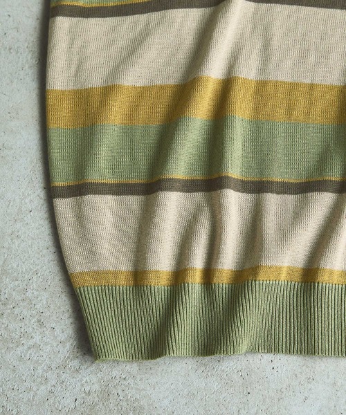 EMMA CLOTHES(エマクローズ)の「パネルマルチボーダー刺繍ルーズニットポロシャツ EMMA CLOTHES(ポロシャツ・メンズ・チャコール/ライトグレー/オリーブ・M/L)」の19枚目の写真