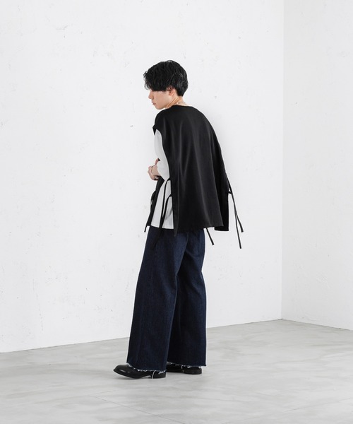 SELLE GLANT(セレグランテ)の「DRAW CODE OPEN VEST/ドローコードオープンベスト(ベスト・メンズ・ブラック/グレイッシュベージュ・MEDIUM/LARGE)」の6枚目の写真