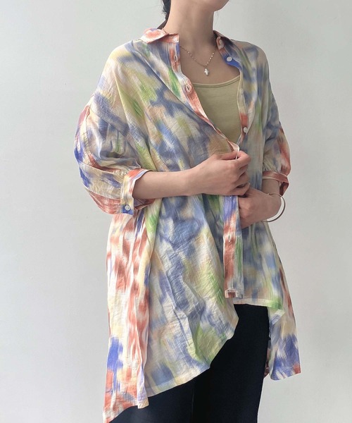 AS KNOW AS plus（アズノゥアズプラス）の「○イレギュラーヘムMIX5分袖チュニック（チュニック・レディース・チェック/ホワイト系/ブラック系/ブルー系/ブラック系1/ホワイト系1/ライトグリーン系/ホワイト系2/ホワイト系3/ブラック系4/ブラック系5/ホワイト系4/イエロー系その他/オフホワイト/ブラック系6/ホワイト系7/ブラック系7/ブルー系7/イエロー系/グリーン系/マルチ/ブルー系1/チャコールグレー・FREE）」の22枚目の写真