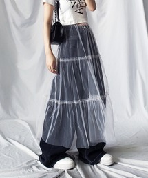 me+em select | 【 ５色展開 】レイヤードチュールギャザースカート(スカート)