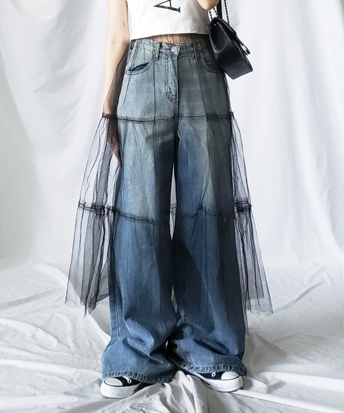 me+em select（ミームセレクト）の「【 ５色展開 】レイヤードチュールギャザースカート（スカート・レディース・アイボリー/ピンク/ブルー/グレー/ブラック・FREE）」の8枚目の写真