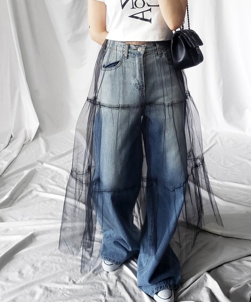 me+em select（ミームセレクト）の「【 ５色展開 】レイヤードチュールギャザースカート（スカート・レディース・アイボリー/ピンク/ブルー/グレー/ブラック・FREE）」の6枚目の写真