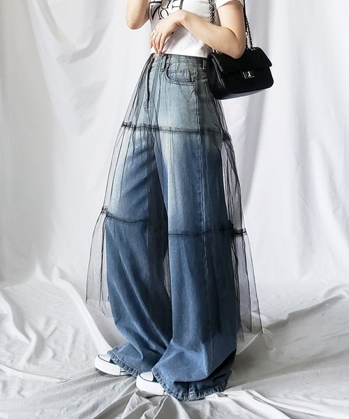 me+em select（ミームセレクト）の「【 ５色展開 】レイヤードチュールギャザースカート（スカート・レディース・アイボリー/ピンク/ブルー/グレー/ブラック・FREE）」の7枚目の写真