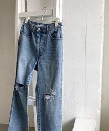 KBF | リメイクダメージスリットデニム(デニムパンツ)