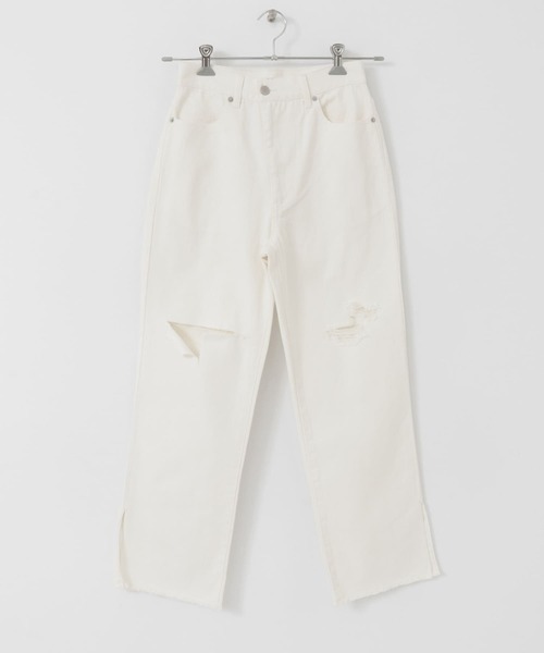 KBF（ケイビーエフ）の「リメイクダメージスリットデニム（デニムパンツ・レディース・ライトブルー/ホワイト・36/38）」の21枚目の写真