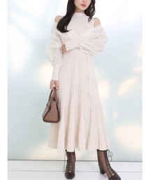 MERCURYDUO | 異素材ドッキングフレアニットワンピース(ワンピース)