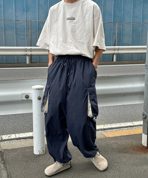 Perushu（ペルーシュ）の「配色ポケットリップストップナイロンカーゴパンツ（カーゴパンツ・メンズ・ブラック/ネイビー/オリーブ・MEDIUM/LARGE/SMALL）」の11枚目の写真