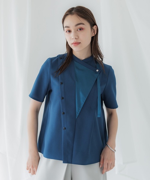 UNITED TOKYO 2wayフロントカラーブラウス ブルー UNITED TOKYO（ユナイテッドトウキョウ）の「2wayフロントカラー