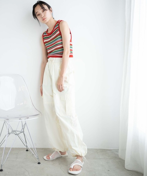 WEGO(ウィゴー)の「WEGO/マルチボーダークロシェビスチェ(ベスト・レディース・オレンジ/ブラック・FREE)」の11枚目の写真