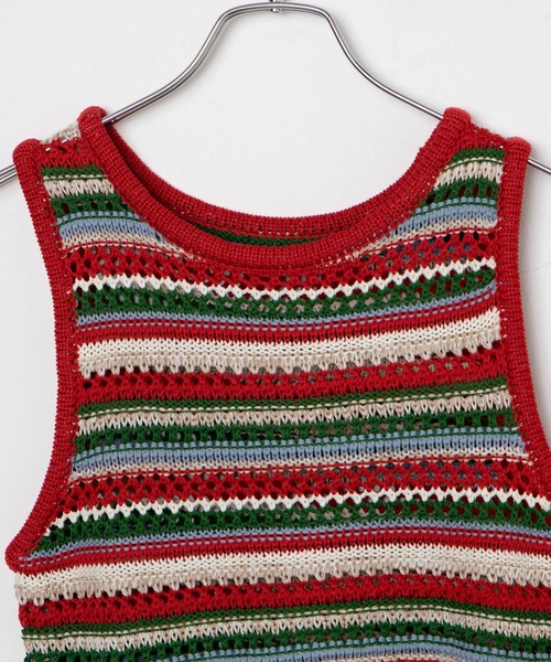 WEGO(ウィゴー)の「WEGO/マルチボーダークロシェビスチェ(ベスト・レディース・オレンジ/ブラック・FREE)」の14枚目の写真