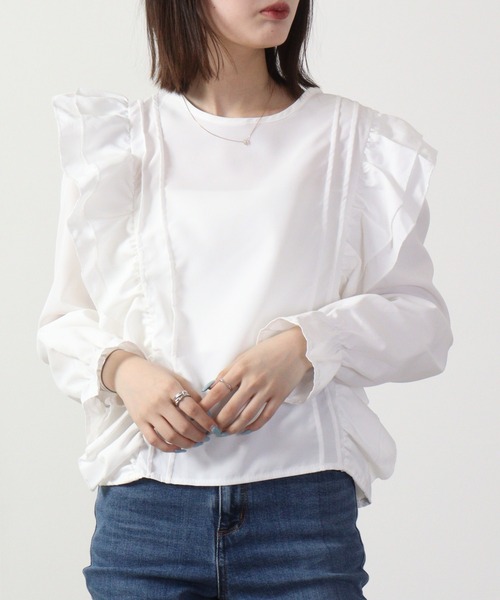 ＆soiree（アンドソワレ）の「&soiree フリルデザインブラウス（シャツ/ブラウス・レディース・ホワイト・F）」の2枚目の写真