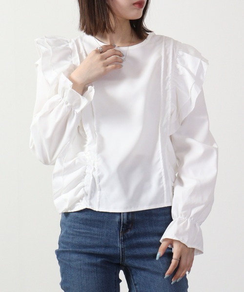 ＆soiree（アンドソワレ）の「&soiree フリルデザインブラウス（シャツ/ブラウス・レディース・ホワイト・F）」の3枚目の写真
