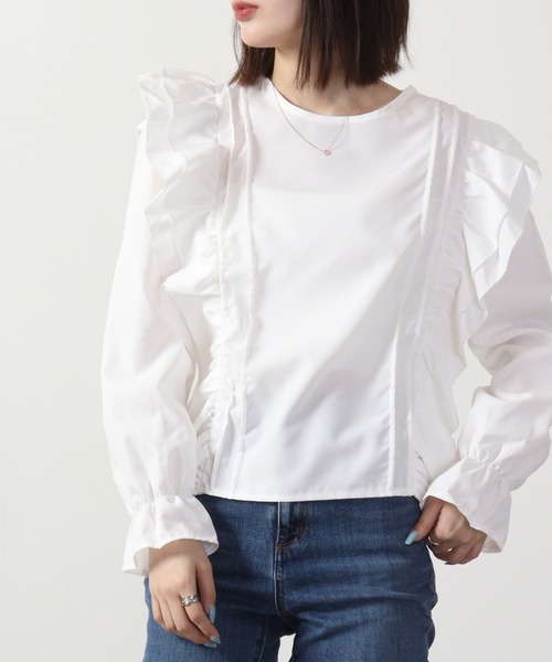 ＆soiree（アンドソワレ）の「&soiree フリルデザインブラウス（シャツ/ブラウス・レディース・ホワイト・F）」の4枚目の写真