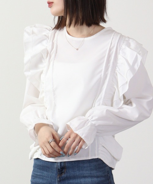 ＆soiree（アンドソワレ）の「&soiree フリルデザインブラウス（シャツ/ブラウス・レディース・ホワイト・F）」の5枚目の写真