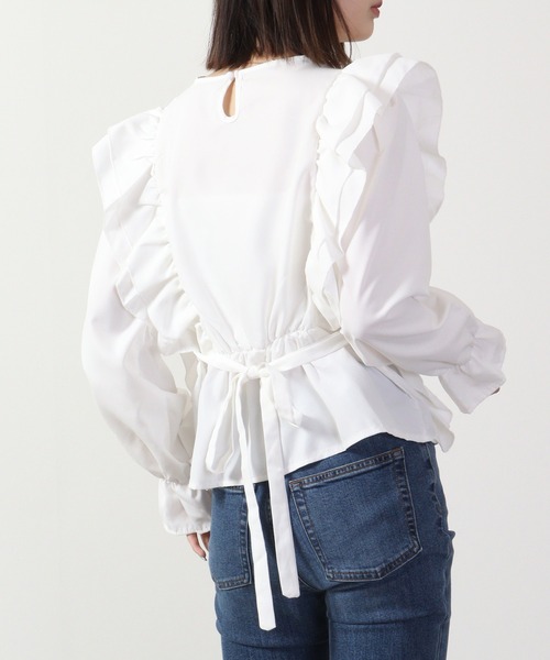 ＆soiree（アンドソワレ）の「&soiree フリルデザインブラウス（シャツ/ブラウス・レディース・ホワイト・F）」の7枚目の写真