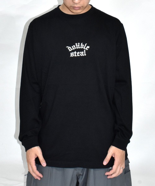 DOUBLE STEAL(ダブルスティール)の「ブラックレター刺繍 長袖Tシャツ(Tシャツ/カットソー・メンズ・チャコールグレー/ブラック・LARGE/X-LARGE/MEDIUM)」の9枚目の写真