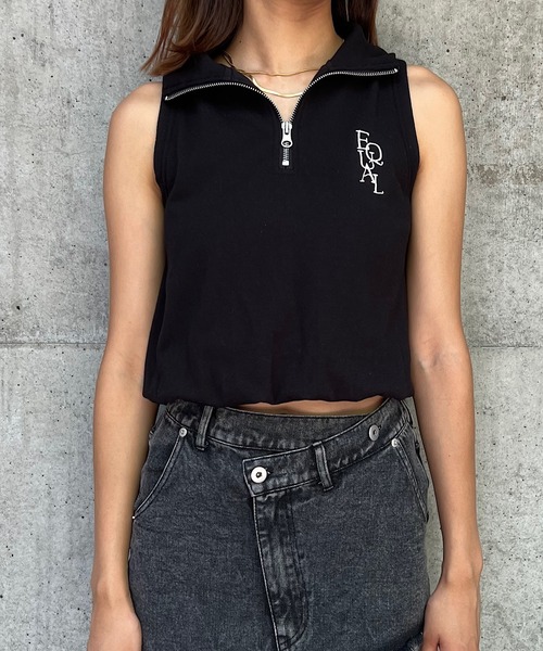 プロダクトトゥエルブ ノースリーブトップスハーフジップproducttwelve