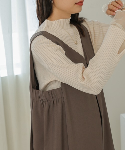 Bab(バブ)の「【低身長さん向けサイズあり】前後2WAYサイドギャザージャンパーワンピース(ワンピース・レディース・ブラック/アイボリー/ブラウン/ピンク・S/M)」の19枚目の写真