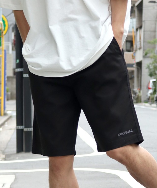 CONVERSE（コンバース）の「【CONVERSE/コンバース】ワンポイント刺繍ロゴ ツイルショートパンツ（その他パンツ・メンズ・グリーン/ホワイト/イエロー/ベージュ/ピンク/ネイビー/ブルー/サックスブルー/ブラック/カーキ/チャコールグレー・M/LL/L）」の3枚目の写真