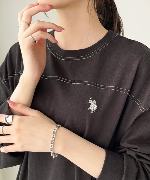 U.S. POLO ASSN.(ユーエスポロアッスン)の「【新色追加】GeeRA別注【U.S. POLO ASSN.】配色ステッチワンピース(ワンピース・レディース・ネイビー/サンドグレー/ブラック/チャコール・MEDIUM/LARGE)」の8枚目の写真