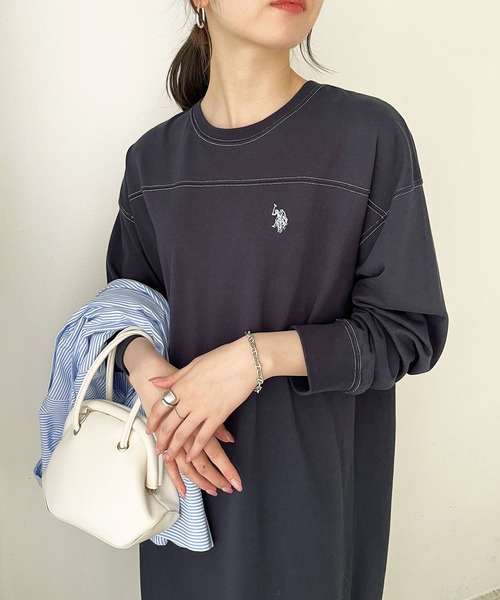 U.S. POLO ASSN.(ユーエスポロアッスン)の「【新色追加】GeeRA別注【U.S. POLO ASSN.】配色ステッチワンピース(ワンピース・レディース・ネイビー/サンドグレー/ブラック/チャコール・MEDIUM/LARGE)」の12枚目の写真
