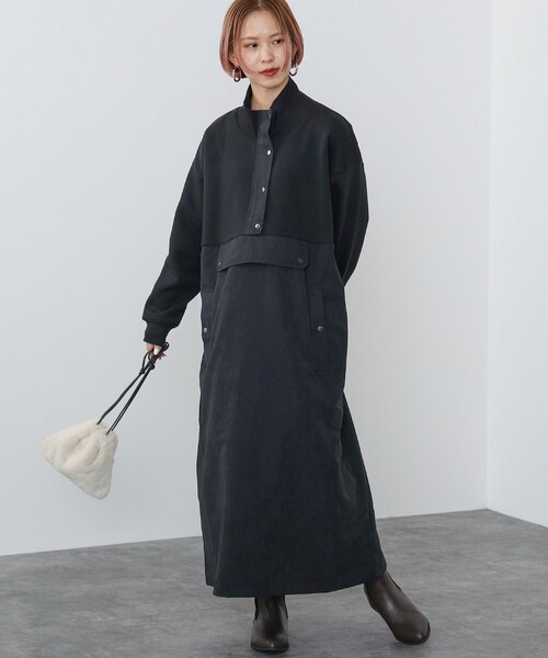 BEAMS HEART(ビームスハート)の「異素材 アノラック ワンピース(ワンピース・レディース・ブラウン系その他3/ブラック/オリーブ/グレー/グリーン系その他5・FREE)」の11枚目の写真