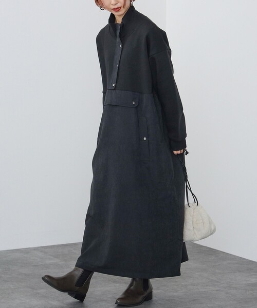 BEAMS HEART(ビームスハート)の「異素材 アノラック ワンピース(ワンピース・レディース・ブラウン系その他3/ブラック/オリーブ/グレー/グリーン系その他5・FREE)」の13枚目の写真