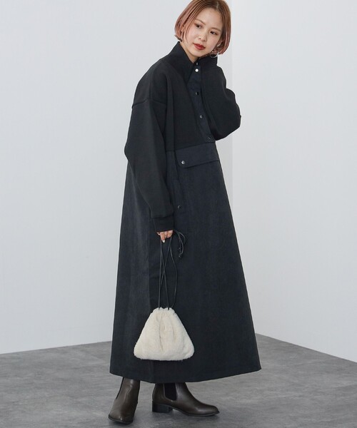 BEAMS HEART(ビームスハート)の「異素材 アノラック ワンピース(ワンピース・レディース・ブラウン系その他3/ブラック/オリーブ/グレー/グリーン系その他5・FREE)」の14枚目の写真
