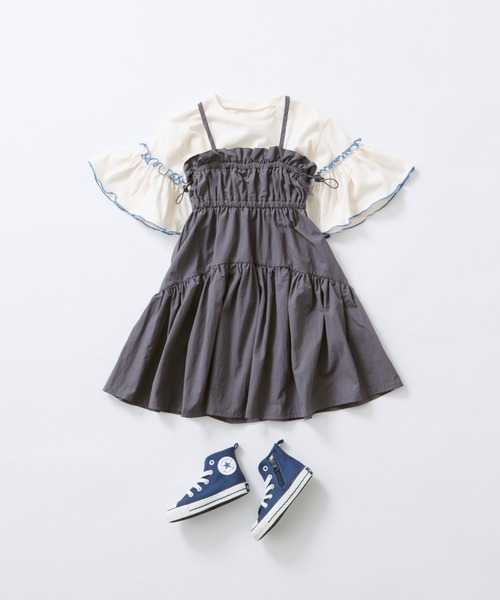 CIAOPANIC TYPY(チャオパニックティピー)の「【KIDS】2WAYナイロンギャザーキャミワンピース(ワンピース・キッズ・ホワイト/チャコールグレー・XL/L/S/XXL/M)」の4枚目の写真