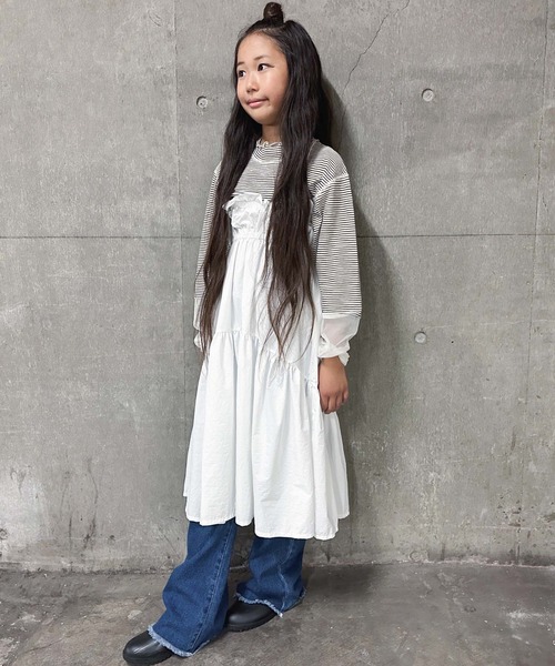 CIAOPANIC TYPY(チャオパニックティピー)の「【KIDS】2WAYナイロンギャザーキャミワンピース(ワンピース・キッズ・ホワイト/チャコールグレー・XL/L/S/XXL/M)」の19枚目の写真