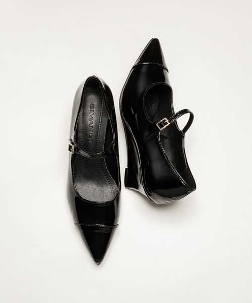 SVEC（シュベック）の「ウェッジソール ポインテッドトゥ ストラップパンプス（パンプス・レディース・ブラック/ホワイト/シルバー・35/36/38/40/37/39）」の4枚目の写真