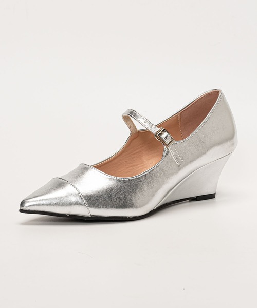 SVEC（シュベック）の「ウェッジソール ポインテッドトゥ ストラップパンプス（パンプス・レディース・ブラック/ホワイト/シルバー・35/36/38/40/37/39）」の14枚目の写真